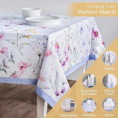 Maison d' Hermine Table Cloth Square Table 100% Cotton 54 x 54 Inches Tablecloth Reusable Decorative for Dining Room, Farmhouse, Home, Party, Festive & Wedding Spring Summer - Summer Floral