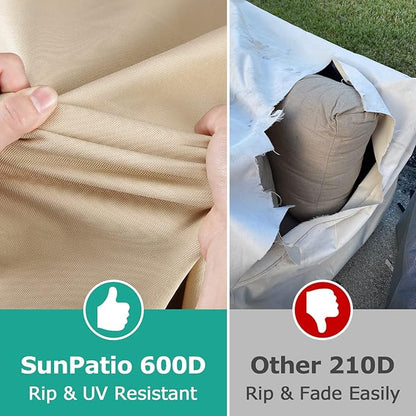SunPatio Waterproof Outdoor Furniture Covers for Table Chairs Set, UV Resistant Anti-Fading Patio Table Cover, Beige and Olive, Round 72" Dia