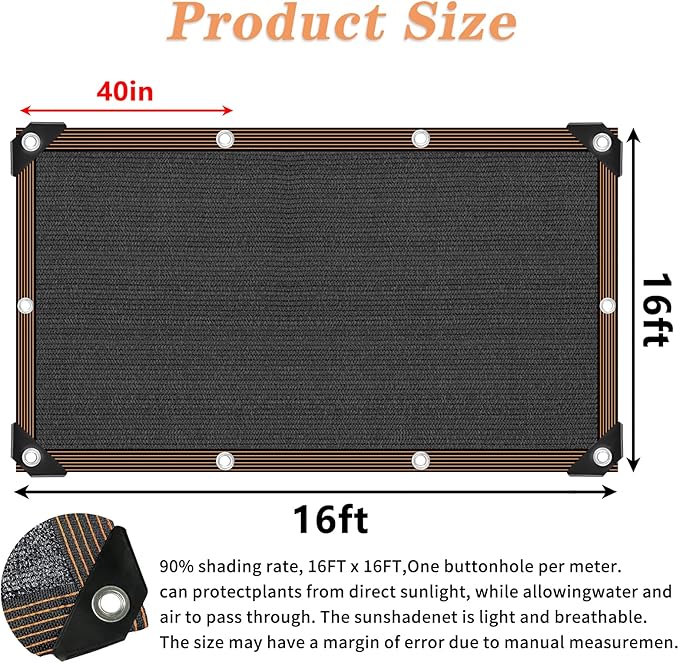 Shade Cloth 90% Sunblock Net for Garden Patio,Shade Sails -for Plants Greenhouse Outdoor Pergola Lawn Swimming Sun Protection Screens for Kennel Chicken Coop Easier to Hang Net Cover