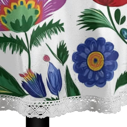Round Tablecloth Waterproof Table Cloth for Kitchen Dinning Wedding Party Tabletop Decor,Exotic Mexican Flower Leaves Table Cover with Lace Trim,60 Inch