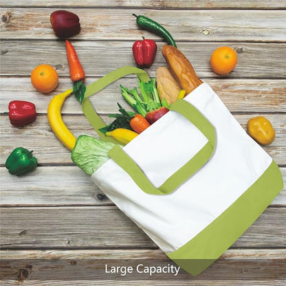 TOPDesign 1-Pack Super Strong Large 12oz Cotton Canvas Tote Bag, Reusable Grocery Shopping Cloth Bag, Fashionable Two-Tone Tote for Crafts, DIY Your Creative Designs