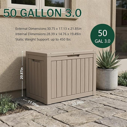 Outdoor Storage Box, 50 Gallon Waterproof Deck Box, Snap-Together Storage Bin - Image 2