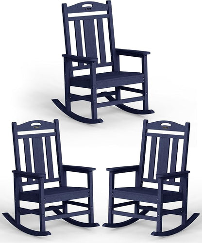 Oversized Outdoor Rocking Chairs Set of 3, 380lbs Heavy-Duty Large Patio Rocker by CIOKEA