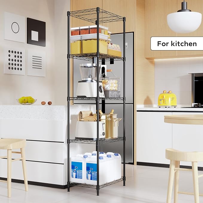 M MZG 5 Tiers Shelf Metal Storage Shelves Wire Rack Closet Organizers - Image 7