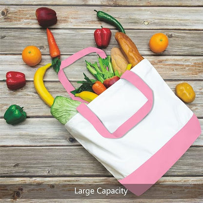 TOPDesign 3-Pack Super Strong Large 12oz Cotton Canvas Tote Bags, Reusable Grocery Shopping Cloth Bags, Fashionable Two-Tone Totes for Crafts, DIY Your Creative Designs