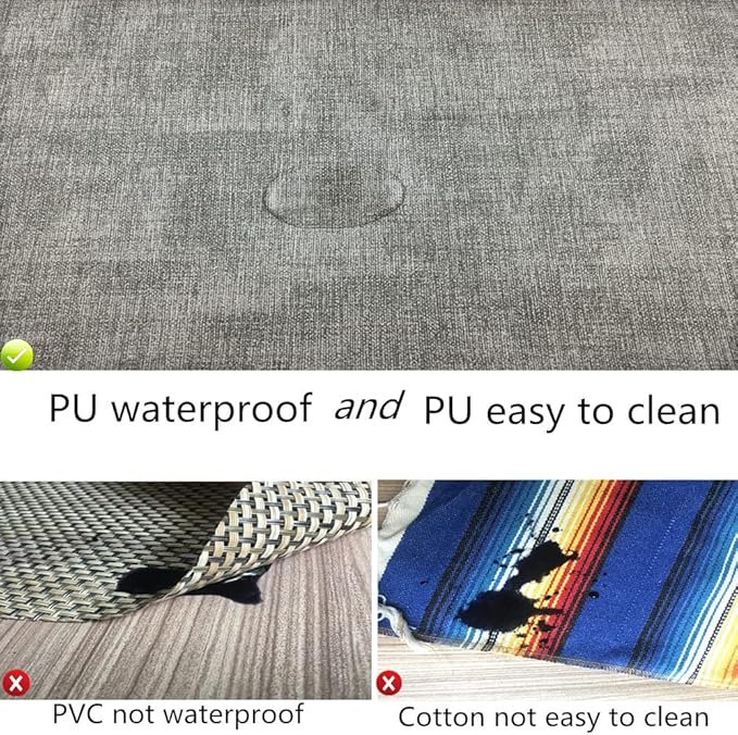 WAZAIGUR Washable Wipeable Waterproof Heat Resistant Faux Leather Placemats Set of 6,PU Palce Mats for Indoor and Outdoor,Easy to Clean Table Mats,Gray-White