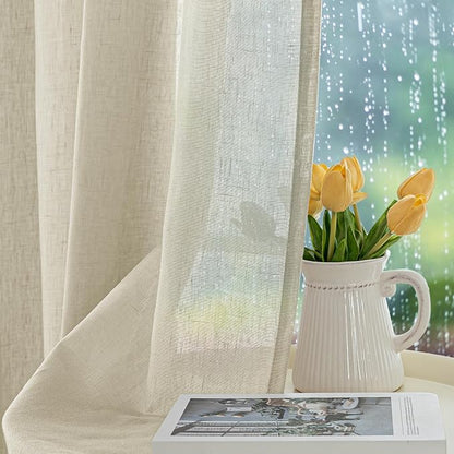 Semi Voile Beige Sheer Outdoor Curtains - Image 2