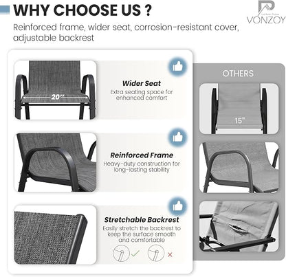 Patio Dining Chairs Set of 6, Outdoor Stackable Dining Chairs High Back - Image 7