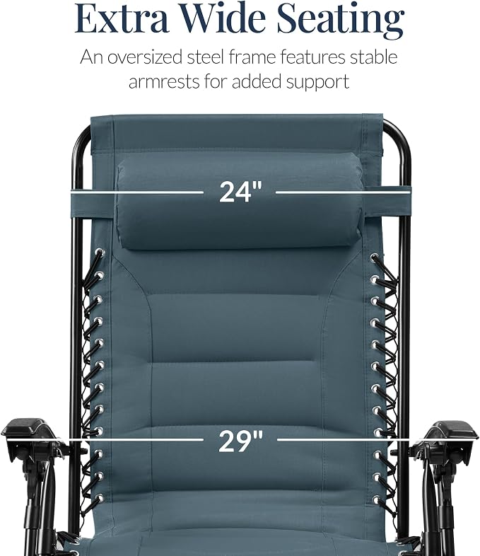 Best Choice Products Oversized Padded Zero Gravity Chair, Folding Outdoor Patio - Image 3