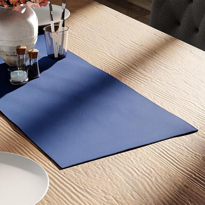 Encasa XO Table Runner 13"x36" Long | Cotton Canvas Fabric | Cobalt Solid Color | Machine Washable & Durable