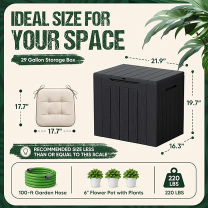 Devoko 29 Gallon Deck Box, Waterproof Resin Outdoor Storage Box | Lockable and - Image 6