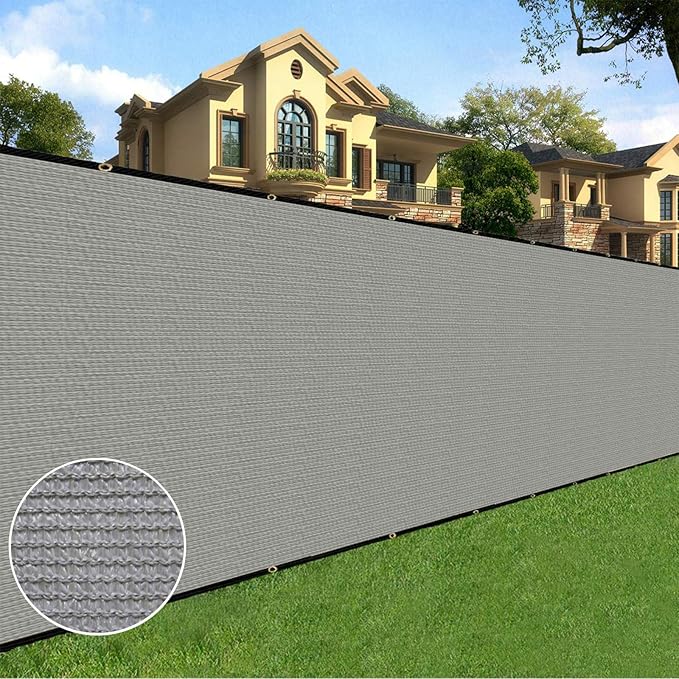 Sunnyglade 4 feet x 50 feet Privacy Screen Fence Heavy Duty Fencing Mesh Shade Net Cover for Wall Garden Yard Backyard (Grey, 4 ft X 50 ft)