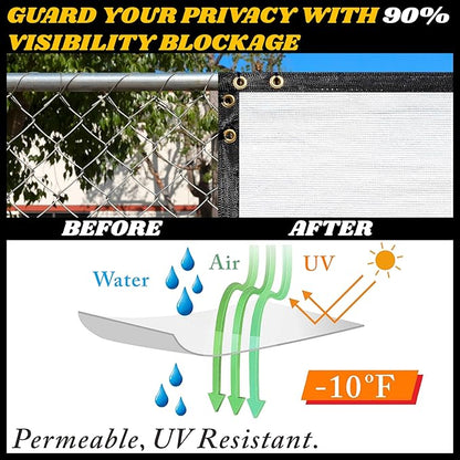 Royal Shade Custom Size 4' x 198' White Fence Privacy Screen Windscreen Cover Netting Mesh Fabric Cloth - Cable Zip Ties Included (We Make Custom Size)