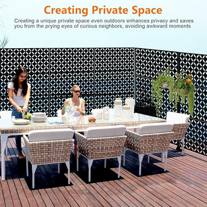 72" H×47" W Metal Privacy Screen, Outdoor Indoor Privacy Screens with Stand Panels, Free Standing Decorative Privacy Screen for Patio
