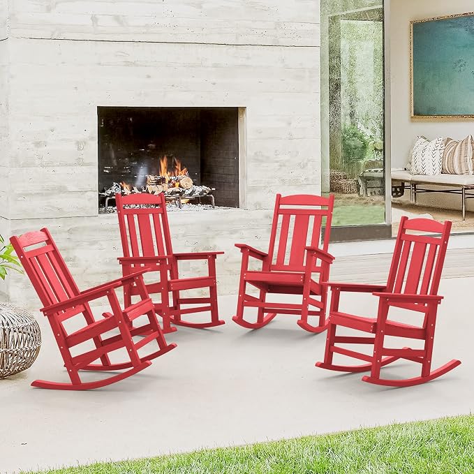 LUE BONA Rocking Chair Outdoor, Weather Resistant Poly Plastic Rocker Chairs - Image 8
