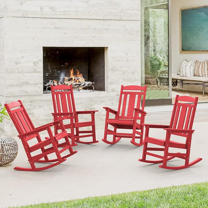 LUE BONA Rocking Chair Outdoor, Weather Resistant Poly Plastic Rocker Chairs - Image 8