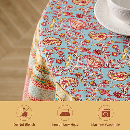 Maison d'Hermine Premium Table Cloth Round Table 100% Cotton 70 Inches Tablecloth Reusable Decorative Everyday Use for Dining Room, Farmhouse, Home, Party, Festive & Wedding - Lauris