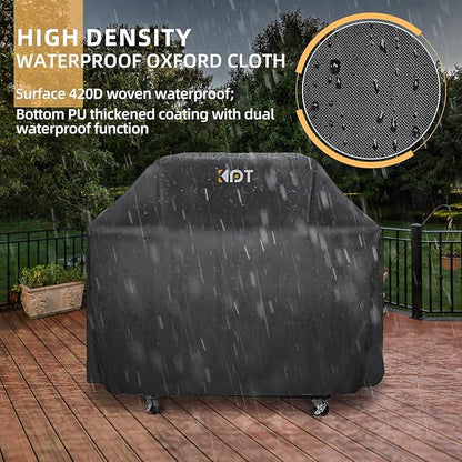 KPT 60 Inch Grill Cover for Outdoor Grill - Heavy Duty Waterproof 420D BBQ Cover with Hook, Air Vent, Buckle - Gas Grill Cover, UV & Fade Resistant, BBQ Grill Cover for Weber, Nexgrill, Char Broil