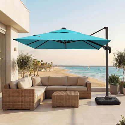 9x12 FT Patio Cantilever Umbrella, Rectangular Heavy Duty Offset Umbrella by VEGOND