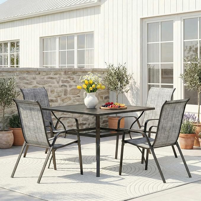 TLSUNNY Patio Chair, Outdoor Stackable Textilene Chairs Set of 4, - Image 9