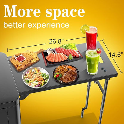 Outdoor Grill Table Cart 57"x24"x35", Outdoor Kitchen Island with Storage & Large Tabletop for Blackstone Griddle, Ooni Pizza Oven, Ninja Woodfire Grill, BBQ Station, Dining Cart, Rolling BBQ Table