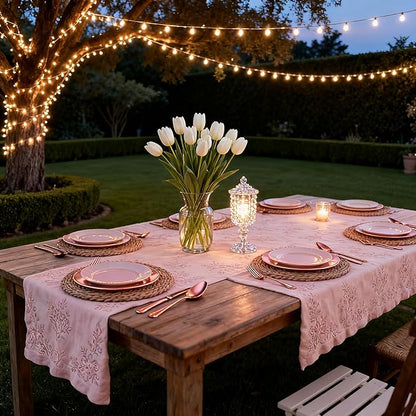 Round Woven Placemats 12 inch Set of 6 - Boho Farmhouse Natural Rattan Table Mats for Dining, Circular Place Mats for Kitchen Table Decor, Farmhouse Weave Placematsfor Dining Table Decor