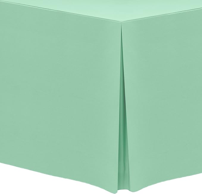 Ultimate Textile -5 Pack- 5 ft. Fitted Polyester Tablecloth - Fits 30 x 60-Inch Banquet and Folding Rectangular Tables - 42" H, Mint Light Green