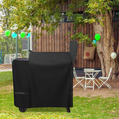 Outdoor 600D Heavy Duty Waterproof Pellet Grill Cover for Traeger Pro 22 575 Series,Texas,Z Grill 550B etc.,Full Length All Weather Protection Grill Cover Compatible with Traeger Pro 22 Cover,Black