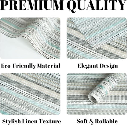 Placemats Set of 12 Vinyl/Plastic Woven Place Mats for Kitchen Table Indoor/Outdoor Washable Placemat Wipeable Dining Table Mats (Turquoise,12)