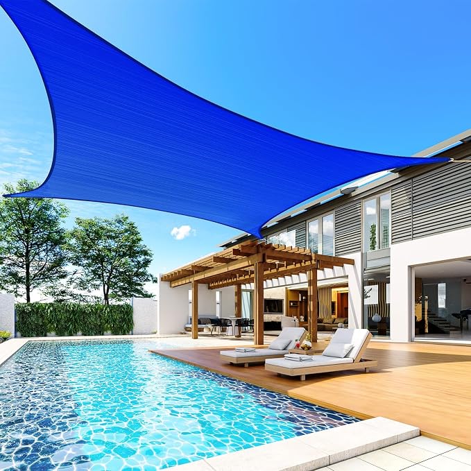 Quictent Sun Shade Sail for Patio w/Hardware Kit 185GSM 20x20ft Blue | Square - Image 8