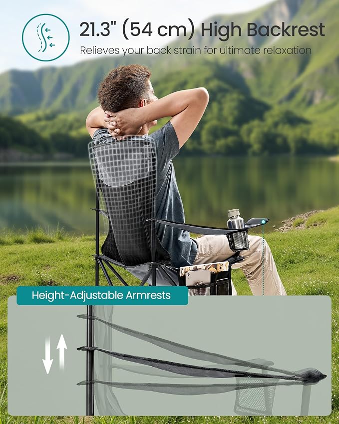 SONGMICS 2 Pack Breathable Camping Chairs, 330 lb Capacity Foldable Outdoor - Image 5