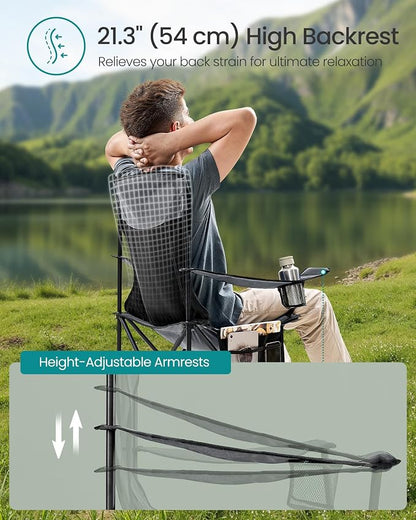 SONGMICS 2 Pack Breathable Camping Chairs, 330 lb Capacity Foldable Outdoor - Image 5