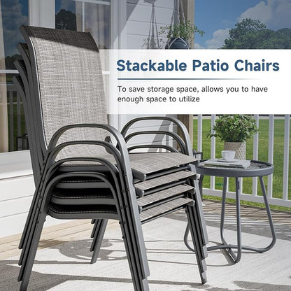 Amopatio Patio Chairs Set of 8, Outdoor Stackable Dining Chairs - Image 4