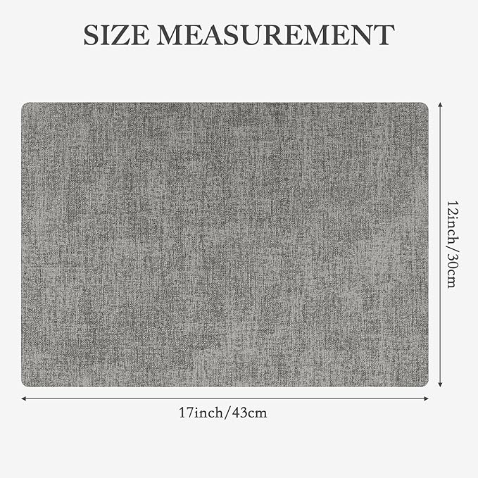 Faux Leather Heat Resistant Placemats Set of 4 – Waterproof Oilproof Wipeable Dining PU Place Mat Easy Clean Table Mats for Kitchen/Dining/Party/Holiday, Light Grey