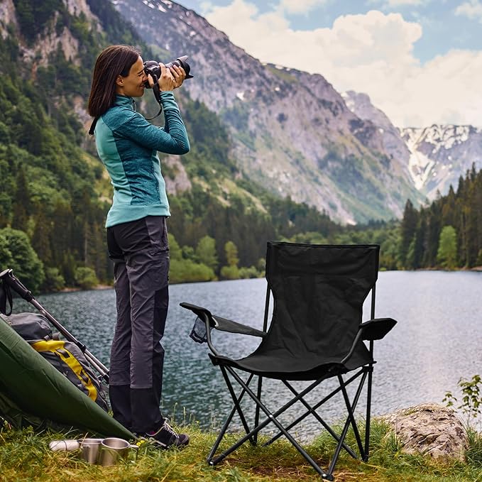 2 Pack Lightweight Folding Camping Chairs, Outdoor Lawn Beach Chair - Image 2