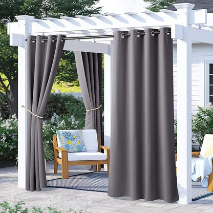 NICETOWN 2 Panels Blackout Grey Outdoor Curtains by NICETOWN