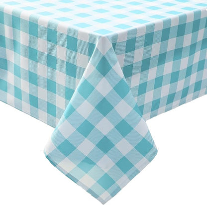 Waterproof Plaid Tablecloth Fabric - Oblong 52x70 Inch Classic Buffalo Tartan Table Cloth for Indoor/Outdoor Use - Washable Tabletop Cover for Dinner, BBQs, and Parties