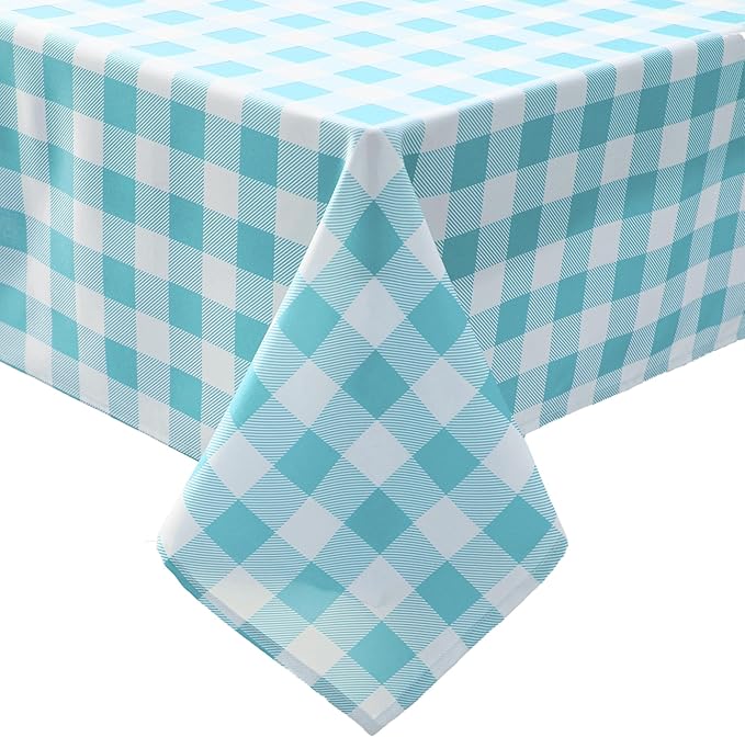 Waterproof Checkered Tablecloth Fabric - Rectangle 58x84 Inch Classic Gingham Buffalo Plaid Table Cloth for Indoor/Outdoor Use - Washable Table Cover for Kitchen, BBQs, and Parties