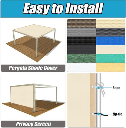 Amagenix 90% Pergola Shade Cover 10' X 18' Sun Shade Cloth - Image 4