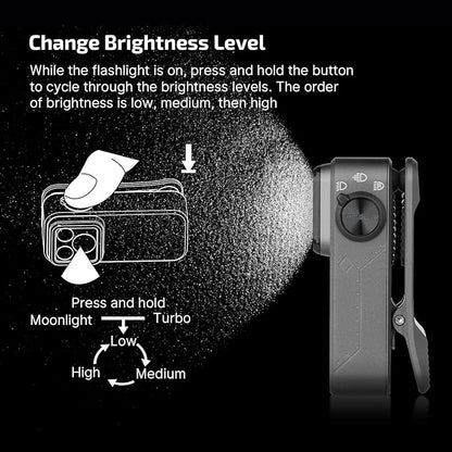 OLIGHT Oclip Pro EDC Flashlight Clip-on Light, Rechargeable 500 Lumens with Three Lighting Solutions Type-C Charging, Magnetic Flash Lights for Outdoor or Indoor Use(Phantom Squadron)