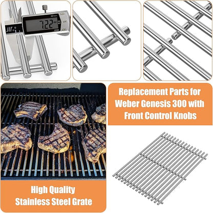 Genesis Grill Replacement Parts 7524 7528 Grates 7621 7620 Flavorizer Bars for Weber Genesis 300 Grills with Front Controls Knobs, Genesis 300 310 330 E330 E310 S310 S330 EP330 S320 E320 Grill Parts