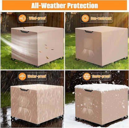 Kovshuiwe Porch Shield Fire Pit Cover Square-600D Fabric Waterproof and Resistant, Fits Outdoor For 27-30 Inch Fire Pit /Table Cover, Gas Fire Pit Cover-30"L x 30"W x 24"H, Khaki