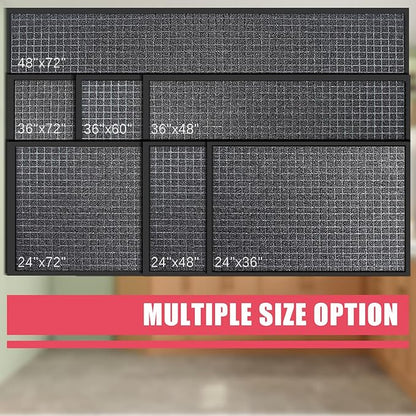 Kuyal Front Door Mat, 2'*6' Door Mat for Inside Outside Entrance,Waterproof Welcome Mats with Non-Slip Backing, Indoor Outdoor Entryway, Commercial Floor Mats, Durable & Easy to Clean, Dark Gray