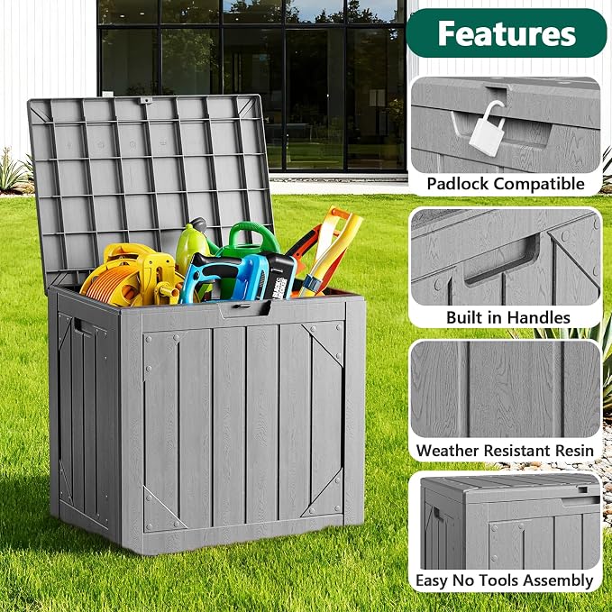 Outdoor Storage Box, 31 Gallon Lockable Waterproof Deck Storage Box, Yard - Image 6