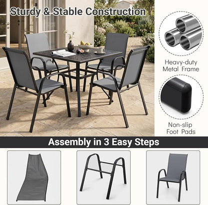 Tangkula Stackable Patio Dining Chairs Set of 4, Outdoor Armchairs - Image 8