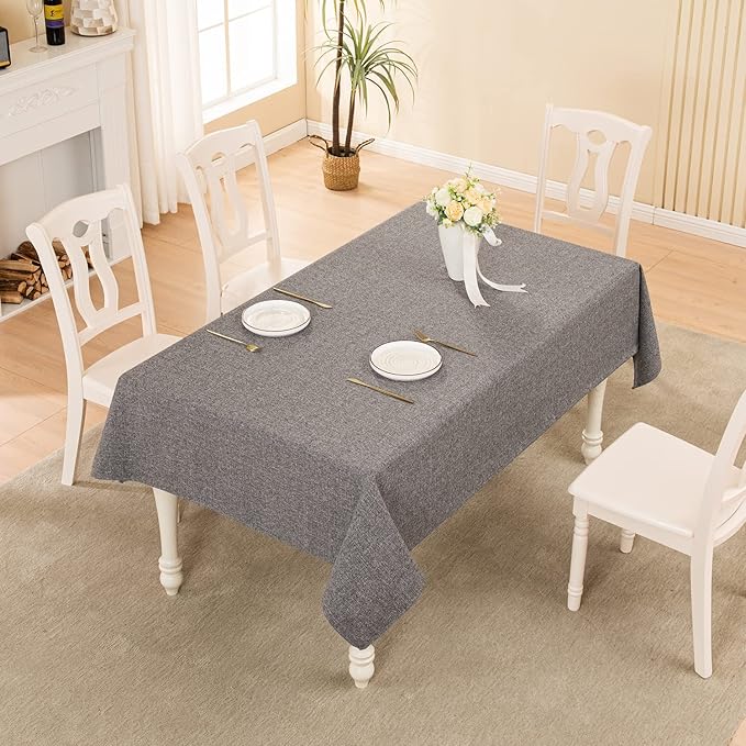 BALCONY & FALCON Rectangle Tablecloth Washable Wrinkle Resistant and Water Proof Table Cloth Decorative Linen Fabric Tablecloths for Dining Parties Kitchen Wedding and Outdoor Use (Gray, 55x70)