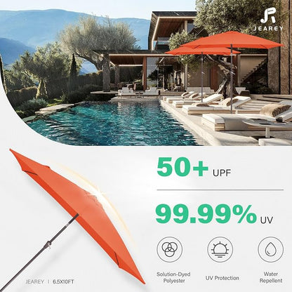 JEAREY 6.5x10 ft Rectangular Patio Umbrellas Rectangle Outdoor Umbrella - Image 5
