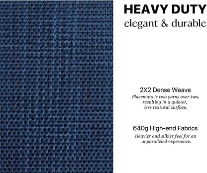 LEXMORE Placemats Set of 4 Vinyl/Plastic Woven Place Mats for Kitchen Table Indoor/Outdoor Washable Placemat Wipeable Dining Table Mats(Navy Blue)