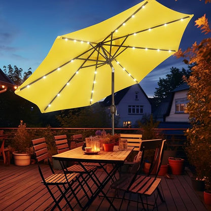 9 ft Solar Umbrella, 32 LED Lighted Patio Umbrella, Table Market Umbrella - Image 8