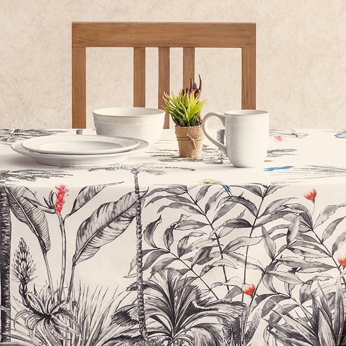 Maison d' Hermine Table Cloth Square Table 100% Cotton 60 x 60 Inches Fall Tablecloth Reusable Everyday Use for Thanksgiving Christmas Decorations Dining Farmhouse Party (Amazonia)